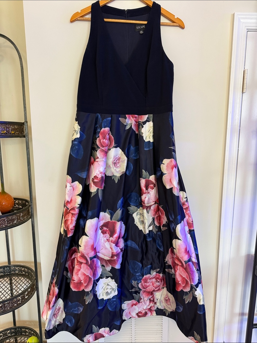 Xscape Navy Floral Sleeveless Fit-and-Flare Girls Dress